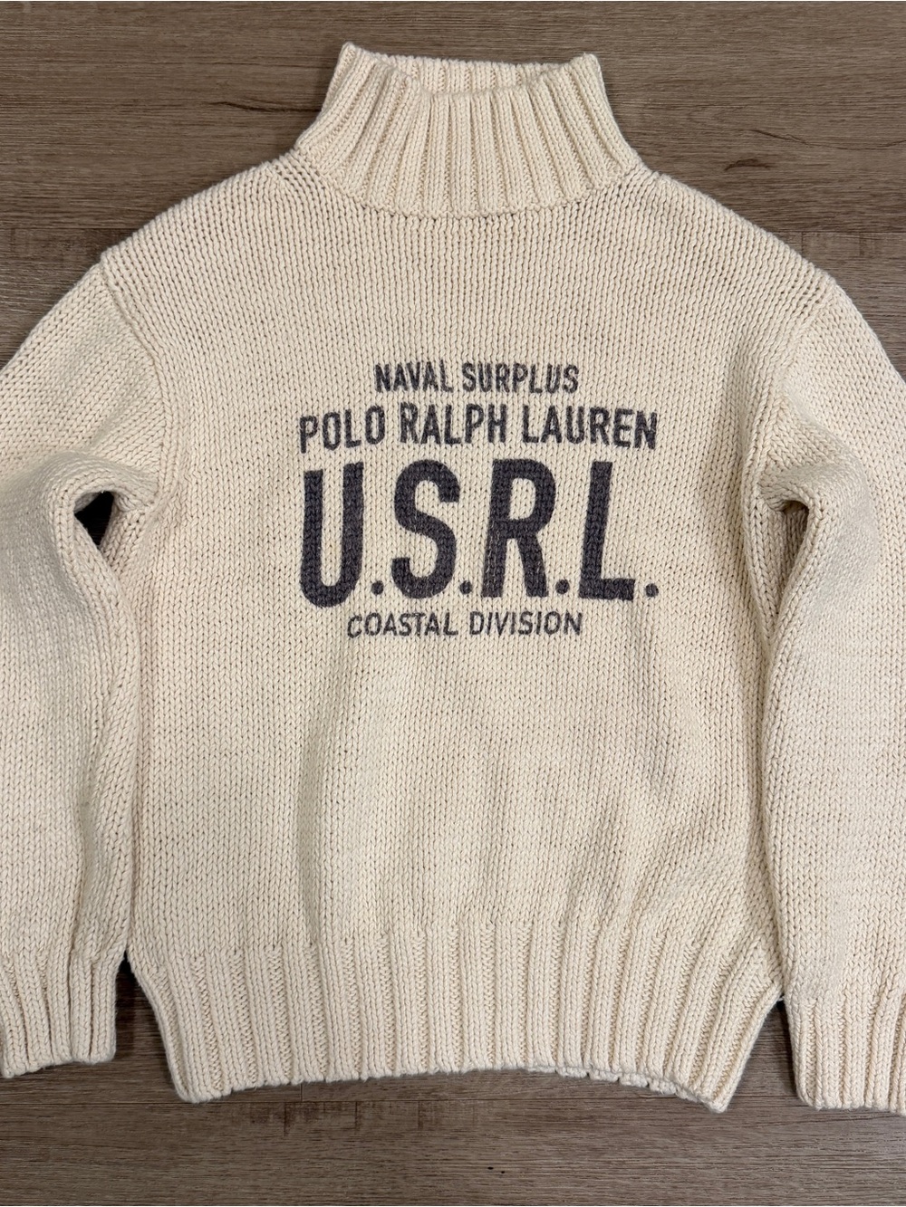 Polo Ralph Lauren Cream Turtleneck Sweater USRL Naval Surplus Womens XS